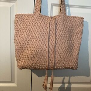 Blush Woven Leather Tote